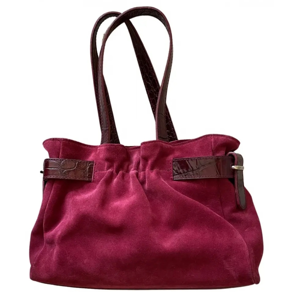 Furla Burgundy Suede Tote Bag